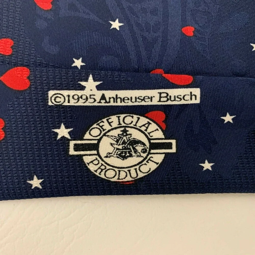Budweiser Anheuser Busch Men's Tie‎ Frog Blue I Love You Man! Hearts Stars 1996